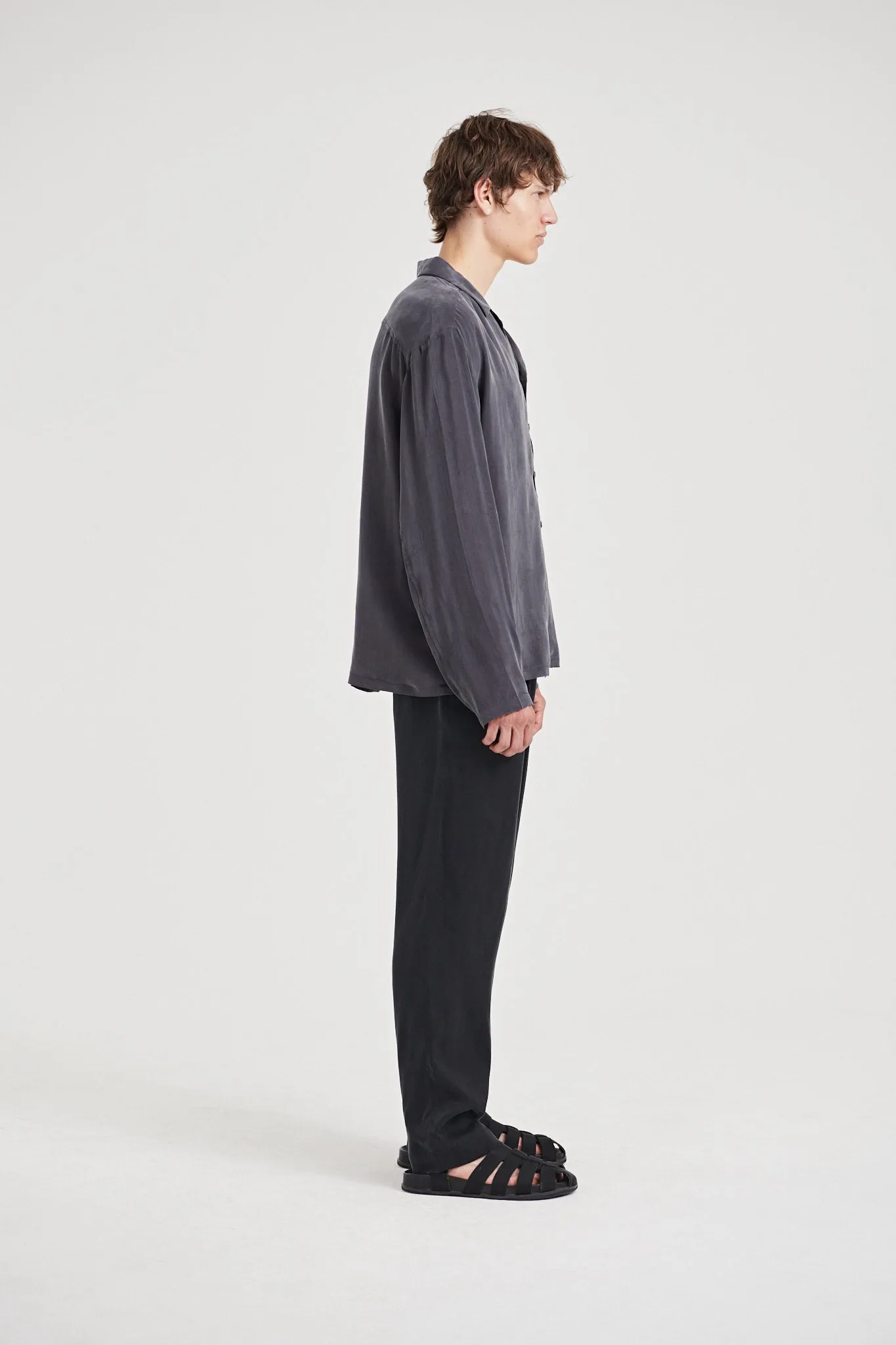 06/ Oftt Vegan Silk Shirt Faded Charcoal