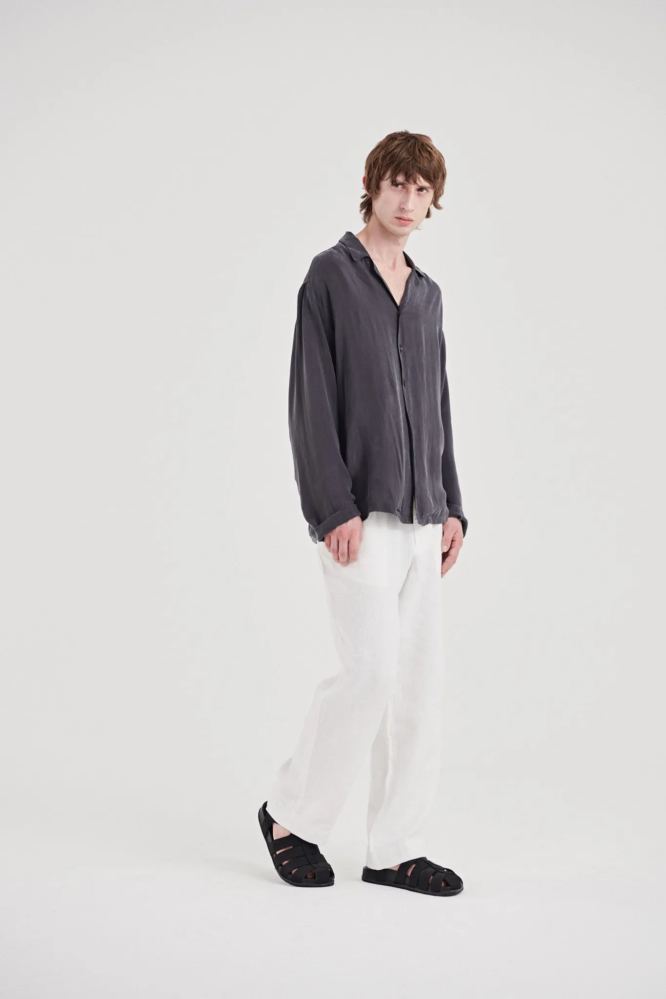 06/ Oftt Vegan Silk Shirt Faded Charcoal