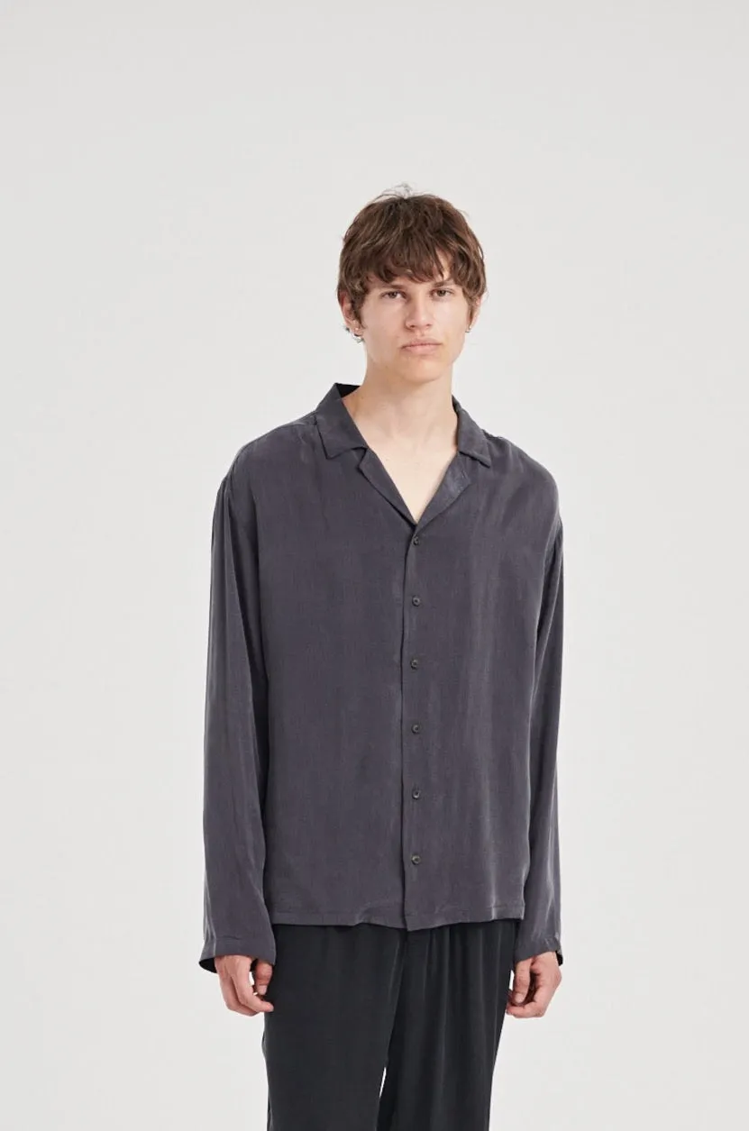 06/ Oftt Vegan Silk Shirt Faded Charcoal