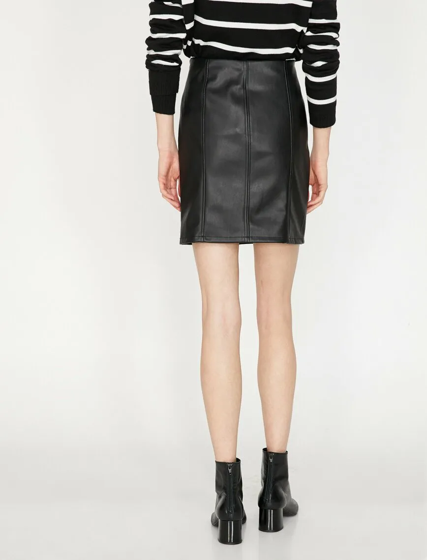 12250 Black Leather Look Mini Skirt