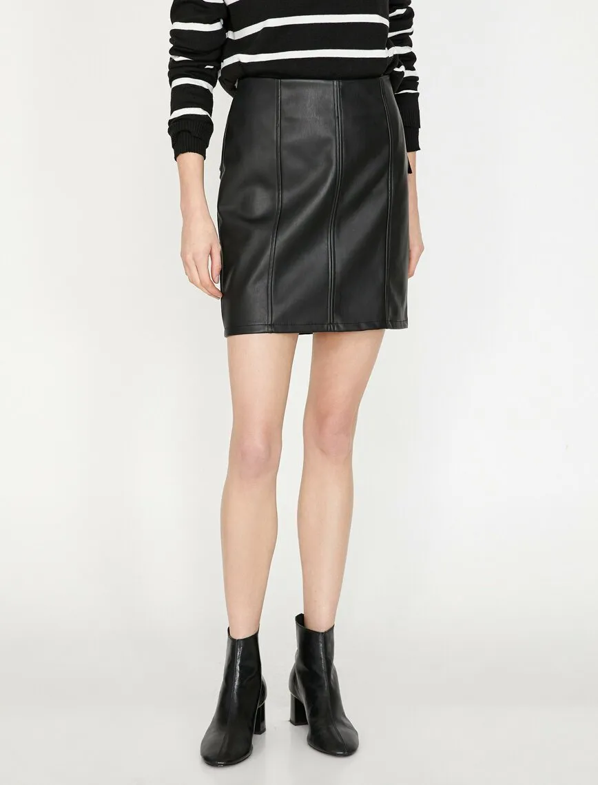 12250 Black Leather Look Mini Skirt