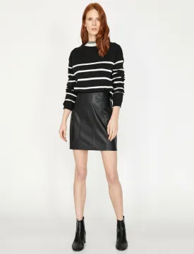 12250 Black Leather Look Mini Skirt