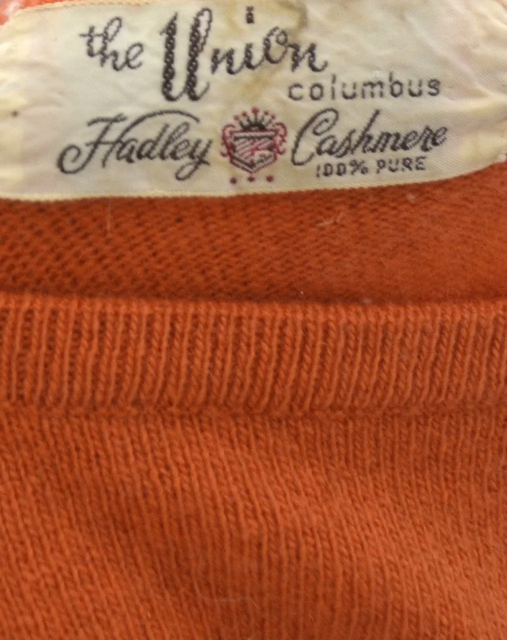 1950's Hadley Orange Cashmere Vintage Sweater SOLD