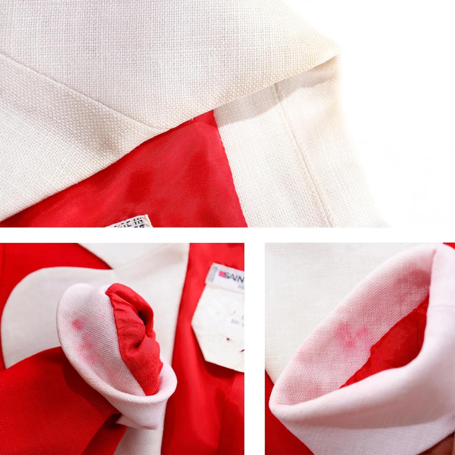 1986 Yves Saint Laurent Red & White Cropped Linen Jacket