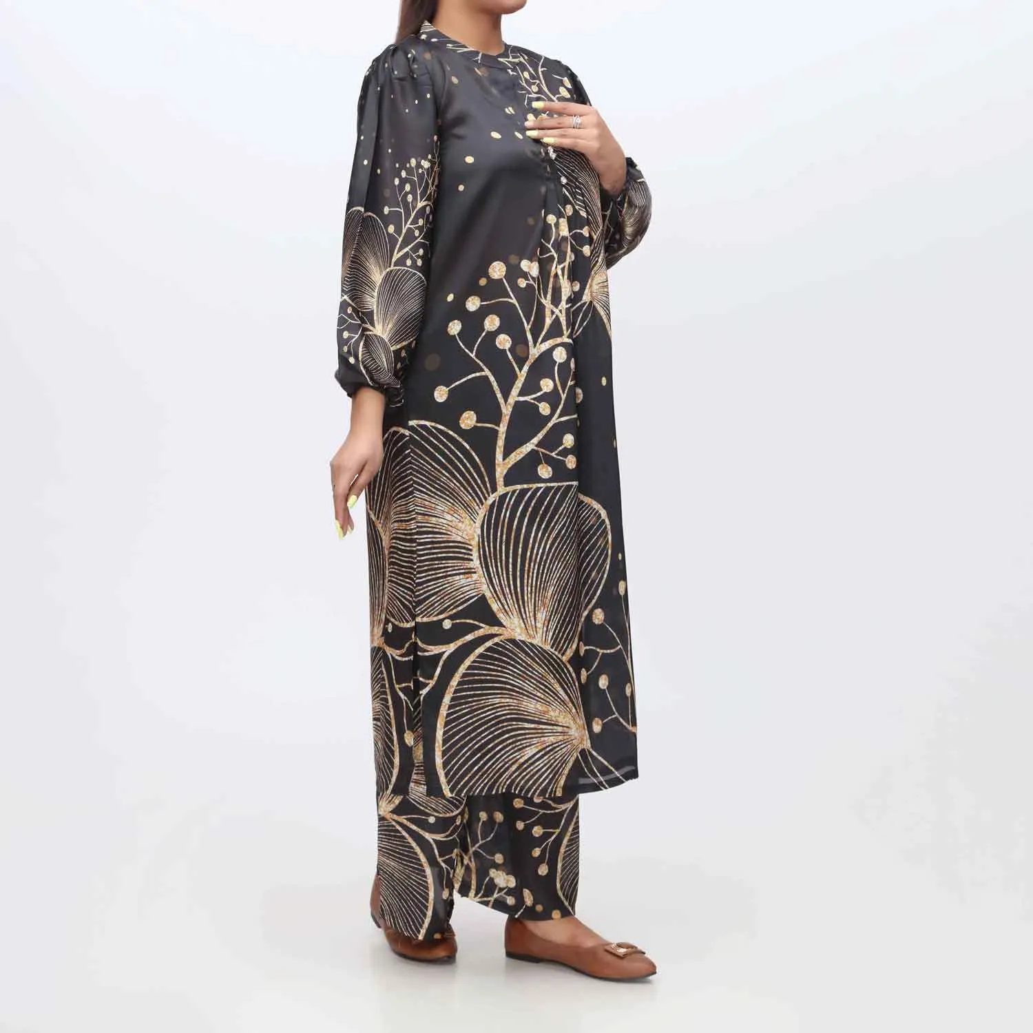 2PC- Digital Printed Shamoz Silk Shirt &Trouser PW9015