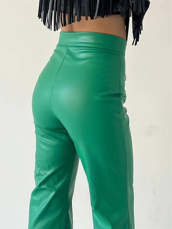 Bandage Solid Color Flared Pants Trousers Pants