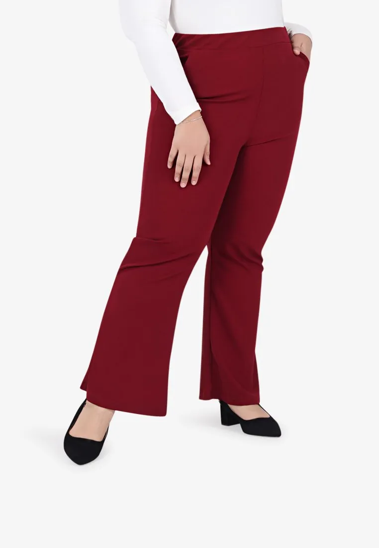 Bellanne Simple Bell Leg Pants - Maroon