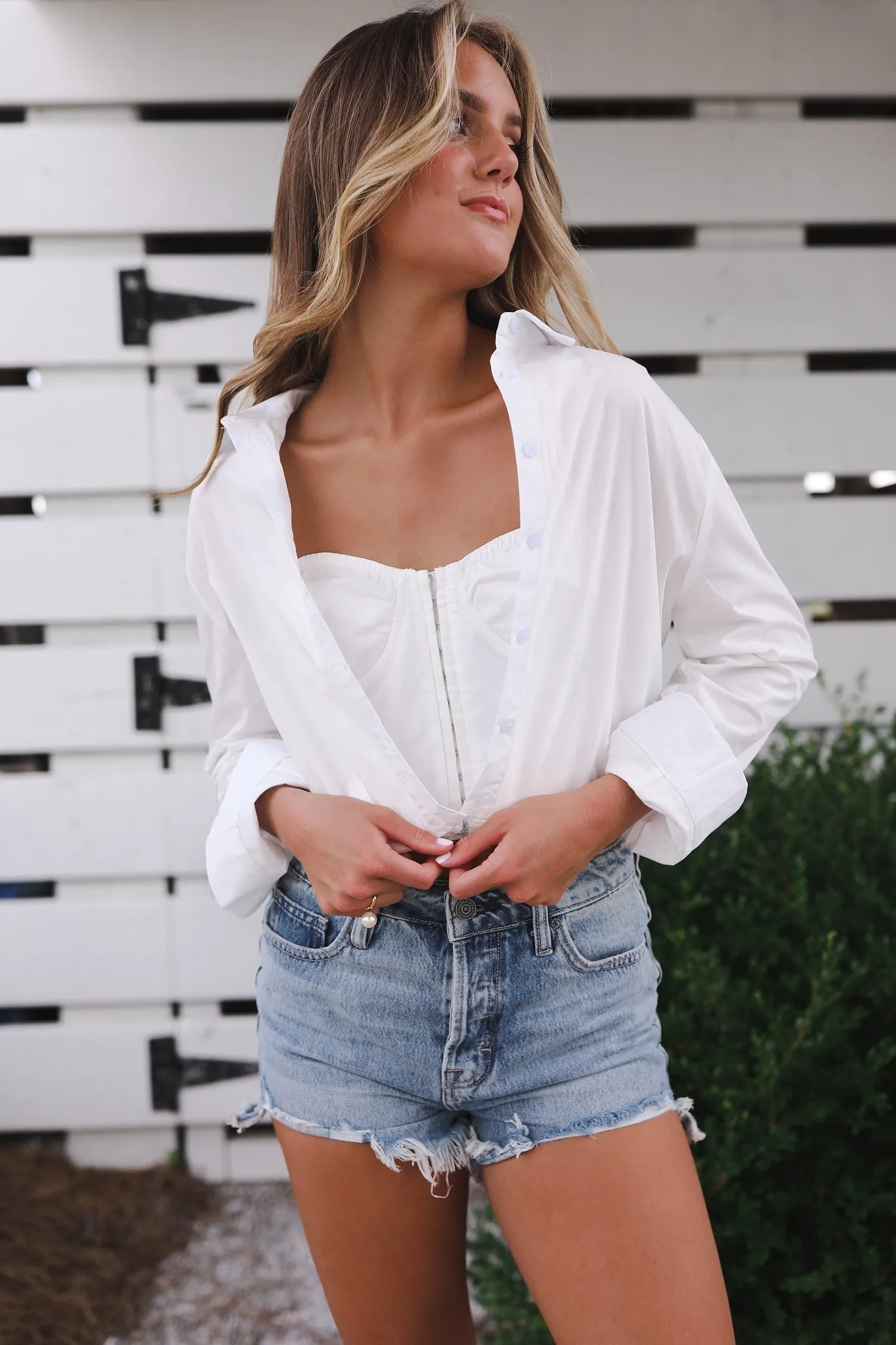 Benson Cropped Shirt - White