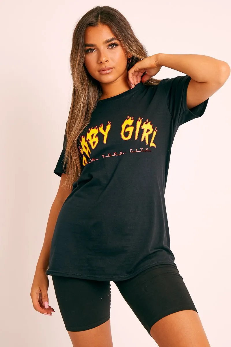 Black Baby Girl Flames T-shirt - Eddie