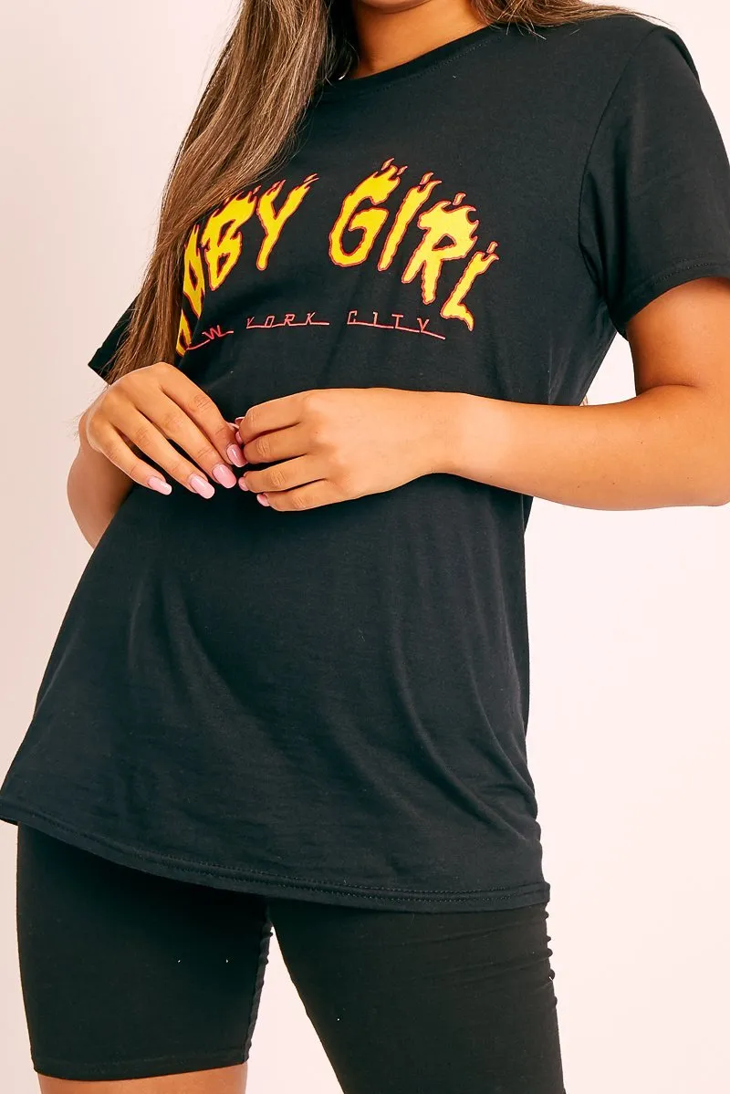 Black Baby Girl Flames T-shirt - Eddie