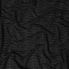 Black synthetic chiffon fabric with same tone embroidery in fancy design-D11785