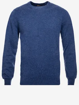 Blue Crew Neck Cashmere Slim Fit Jumper