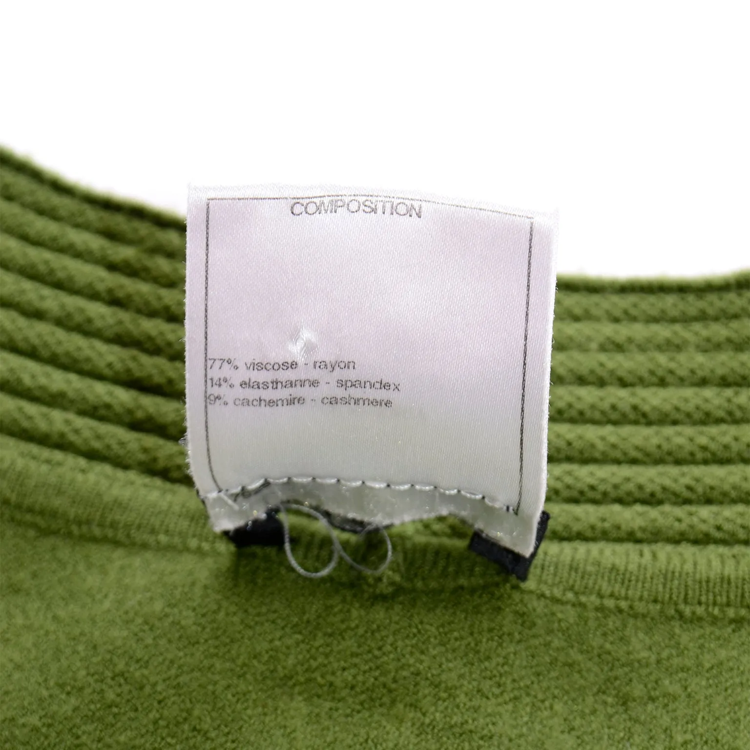 Chanel Green Beaded Cashmere Blend Crew Neck Pullover Sweater