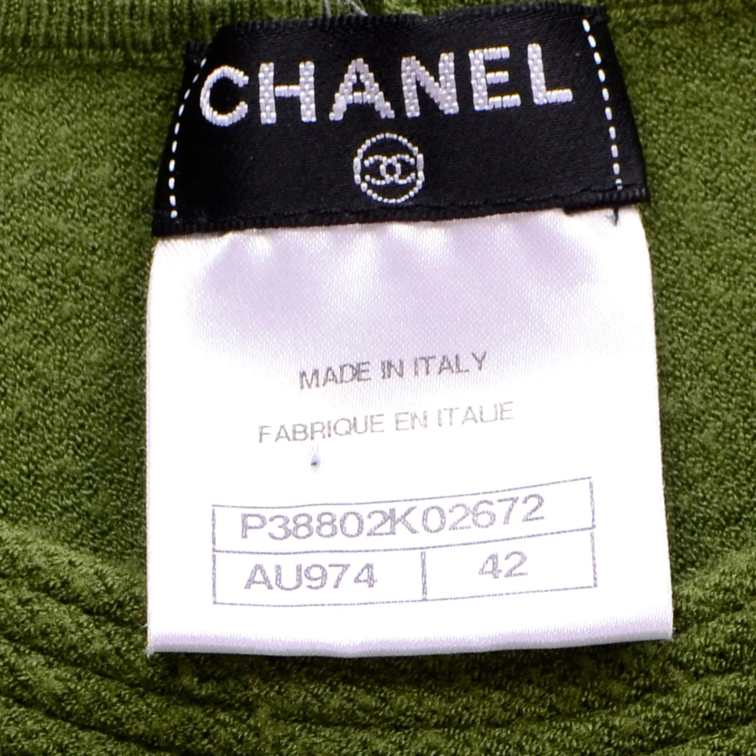 Chanel Green Beaded Cashmere Blend Crew Neck Pullover Sweater