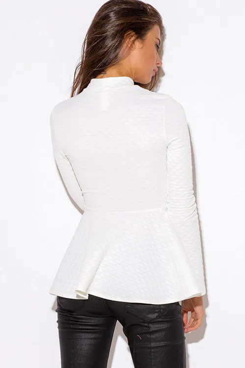 Checker Quilted Peplum Blazer (Ivory)