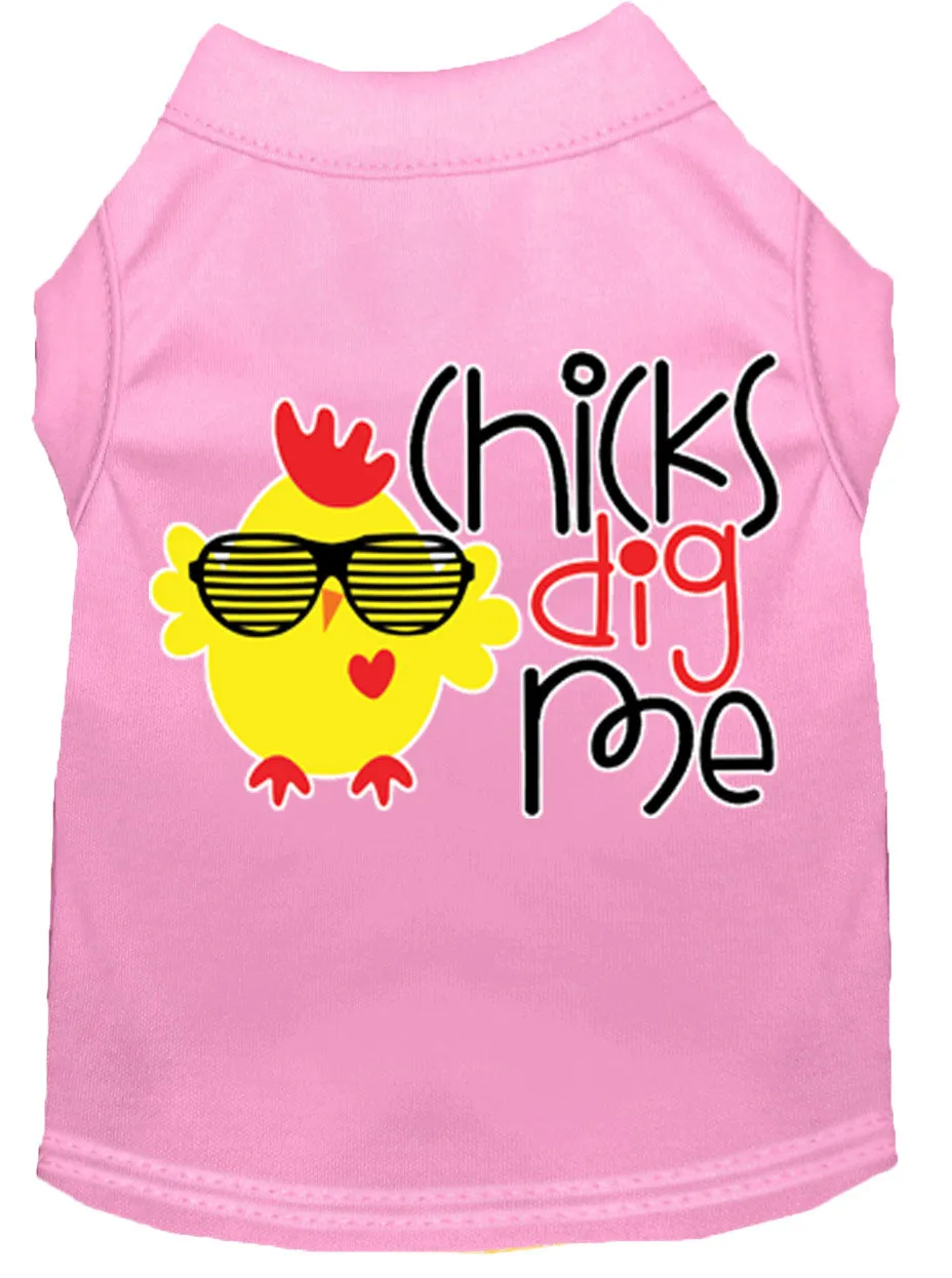 Chicks Dig Me Screen Print Dog Shirt Light Pink Xxl