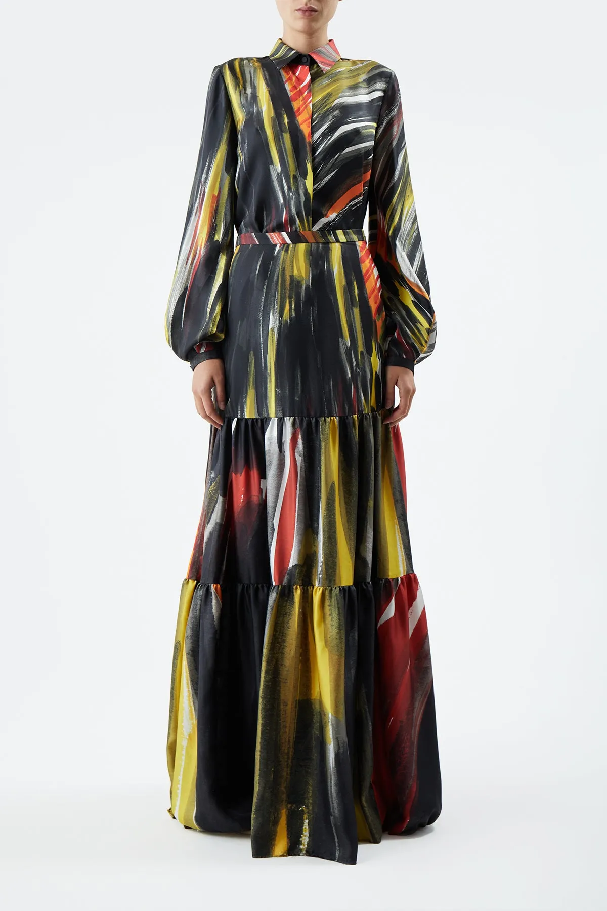 Delmer Top in Multi Printed Silk