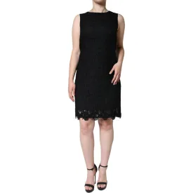 Dolce & Gabbana Black Floral Lace Sheath Sleeveless Mini Dress