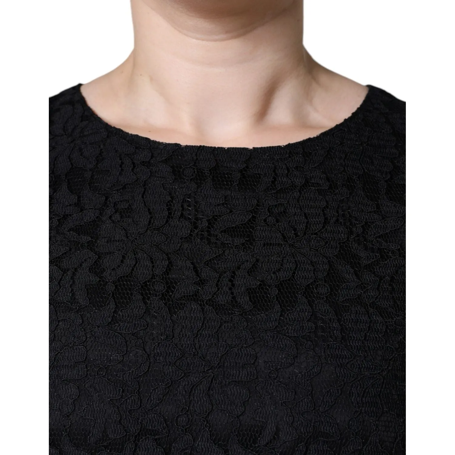 Dolce & Gabbana Black Floral Lace Sheath Sleeveless Mini Dress