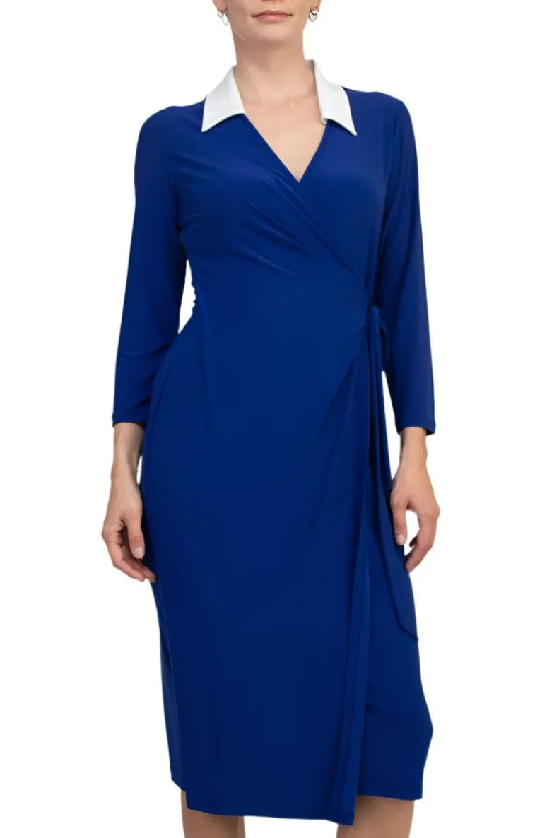 Evan Picone Women's 3/4 Sleeve Midi Wrap Dress