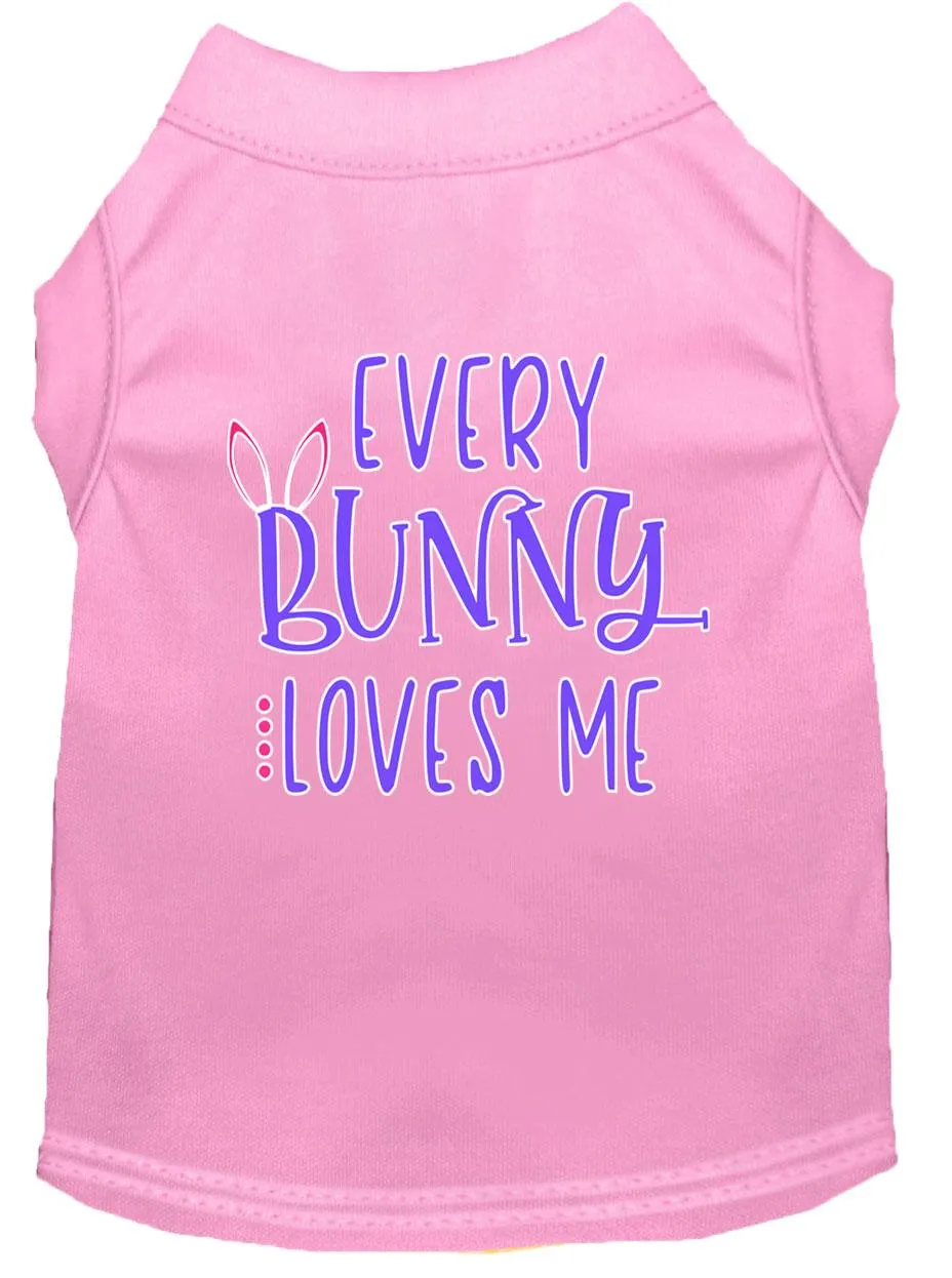 Every Bunny Loves Me Screen Print Dog Shirt Light Pink Sm (10)