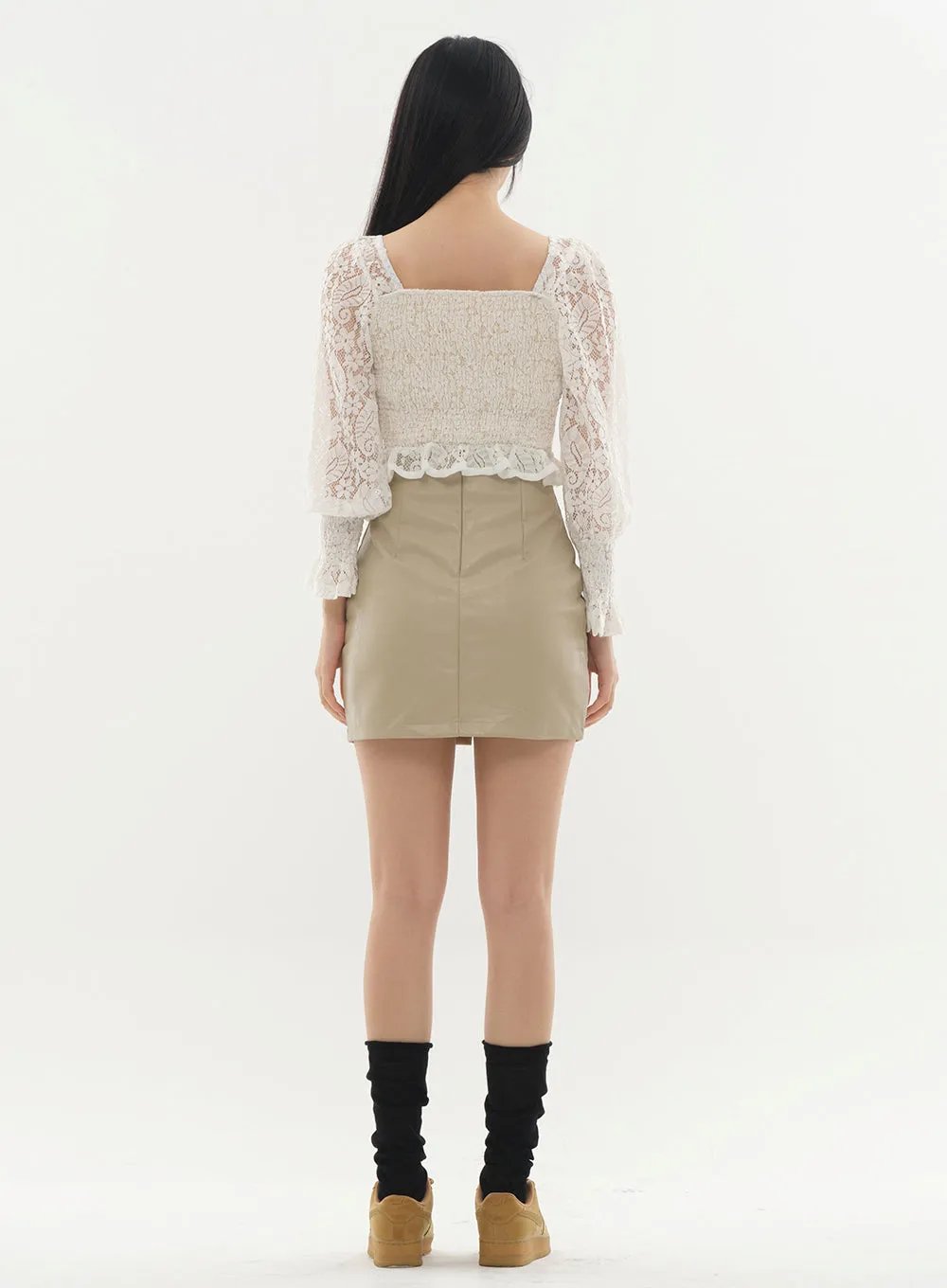 Faux Leather Skirt #Original Kpop #121662