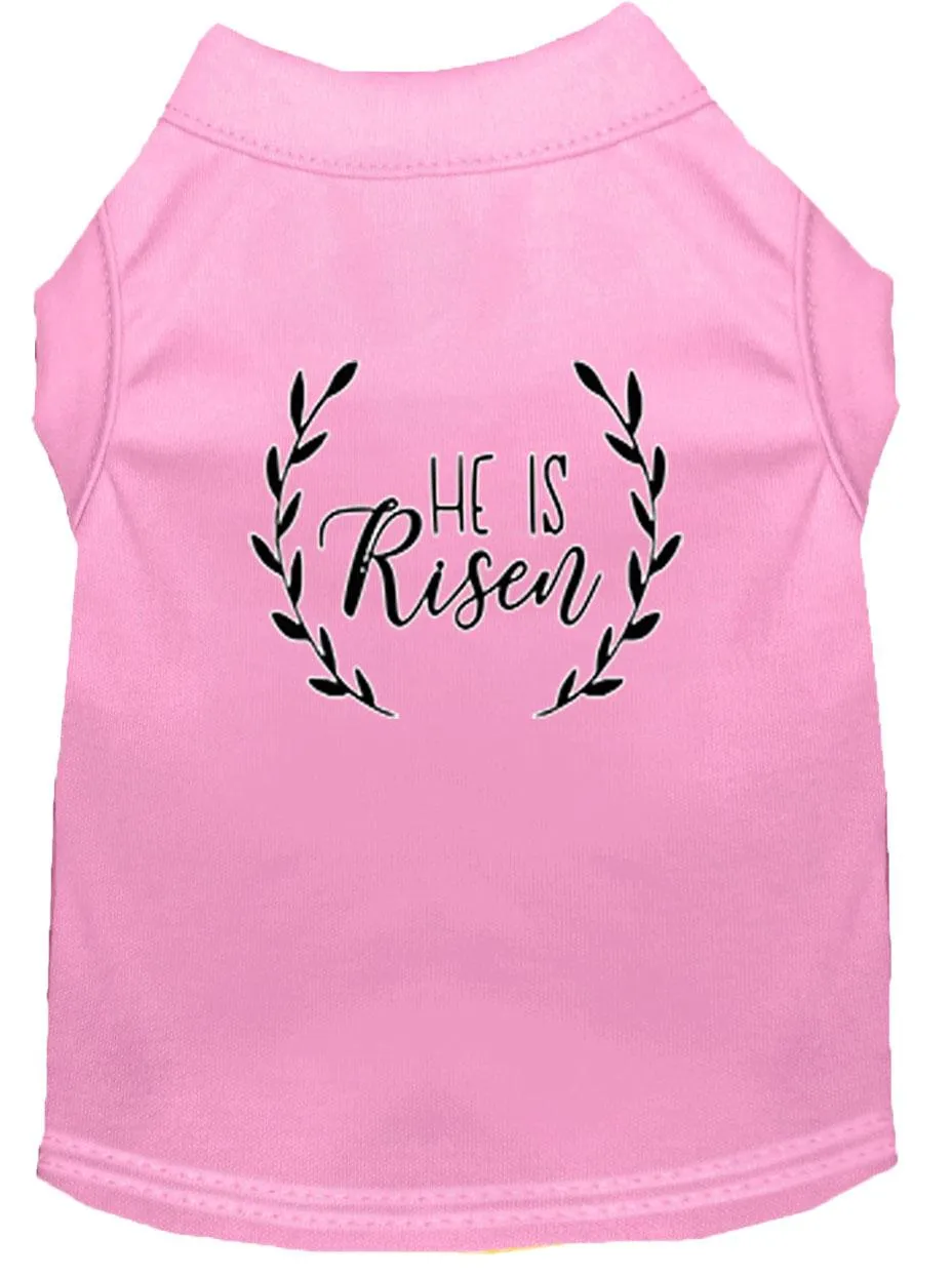 He Is Risen Screen Print Dog Shirt Light Pink Sm (10)