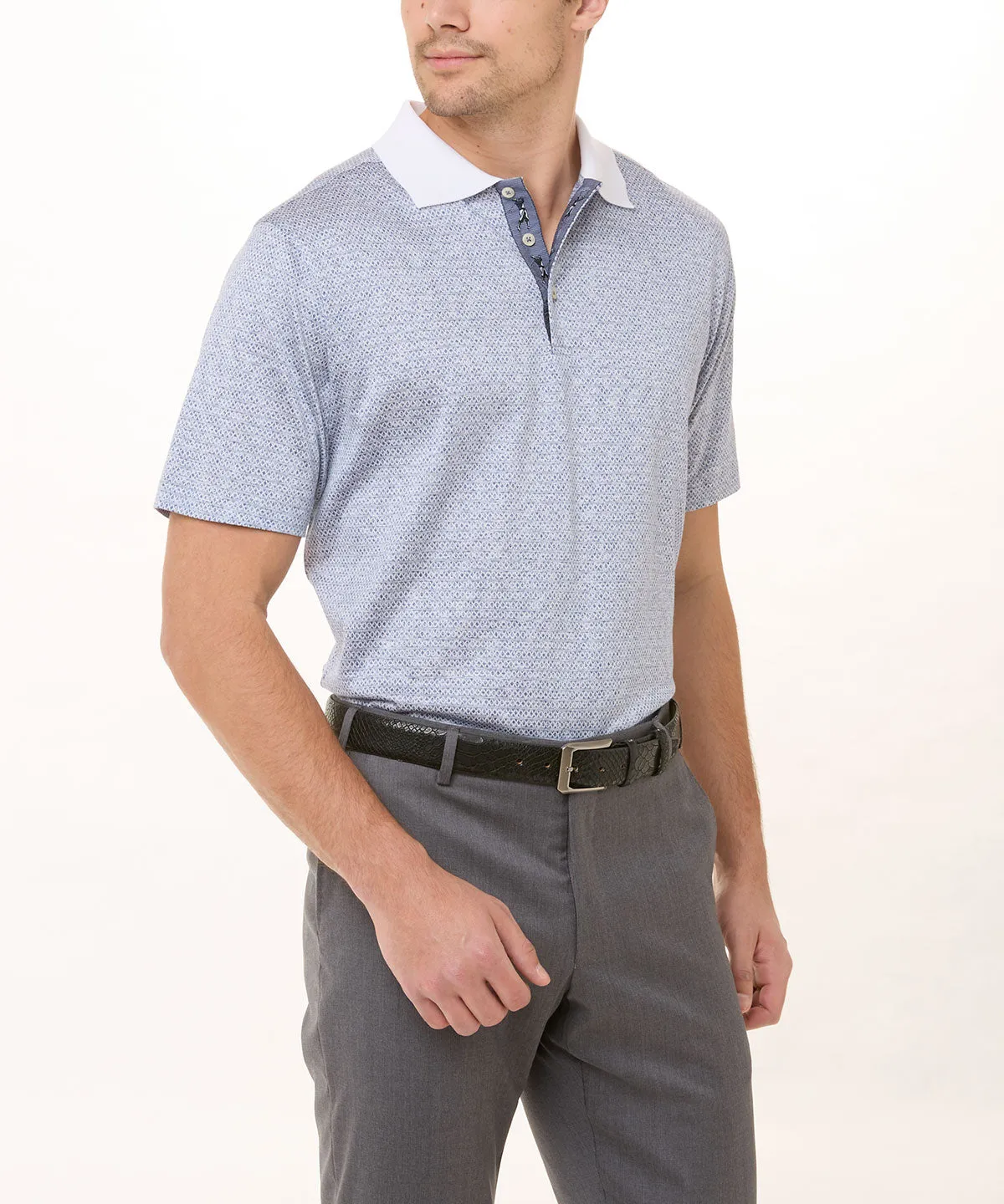 Heritage Italian Cotton-Silk Geo Print Polo Shirt