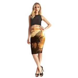 High Waist Triceratops Pin-Up Skirt