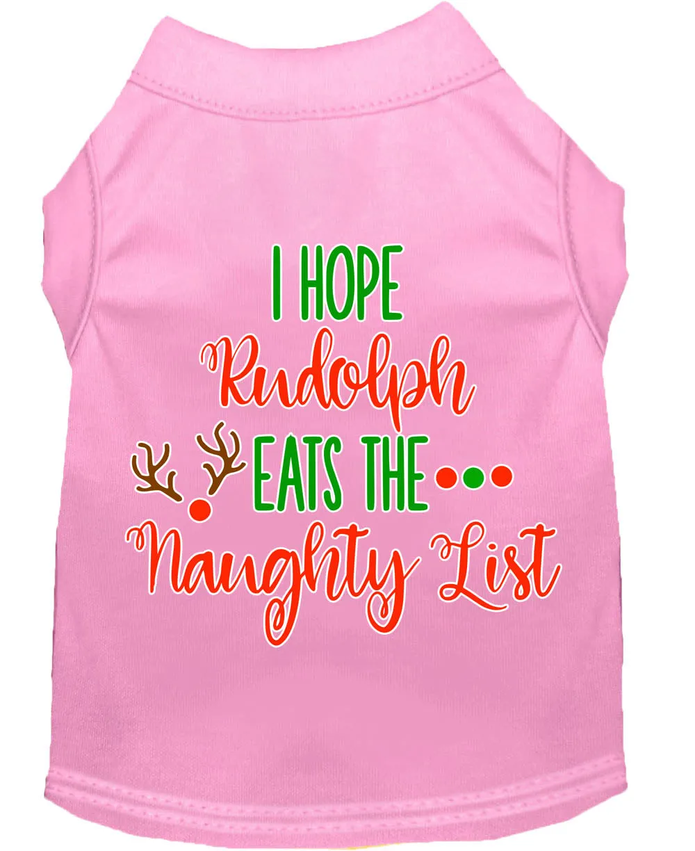 Hope Rudolph Eats Naughty List Screen Print Dog Shirt Light Pink Xxxl