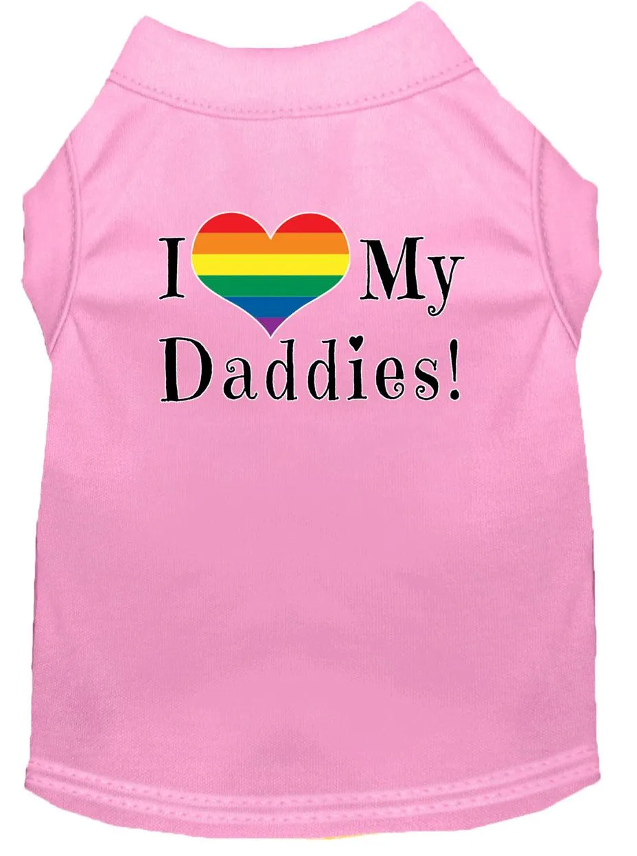 I Heart My Daddies Screen Print Dog Shirt Light Pink Lg