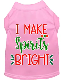 I Make Spirits Bright Screen Print Dog Shirt Light Pink Sm