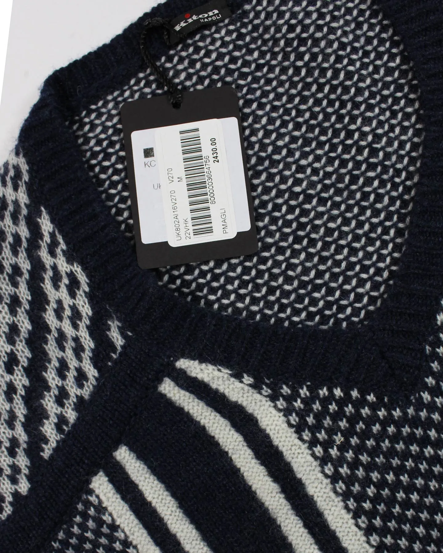 Kiton Sweater Midnight Blue Design V-Neck - EU 50 / M SALE