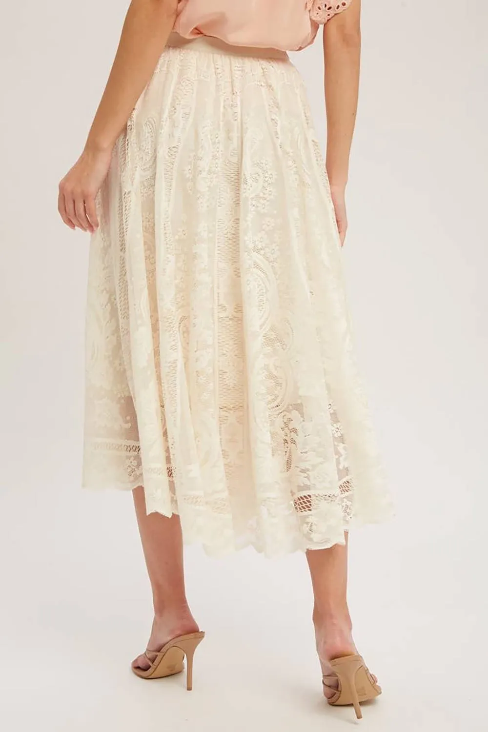 Lace High Waist Midi Skirt