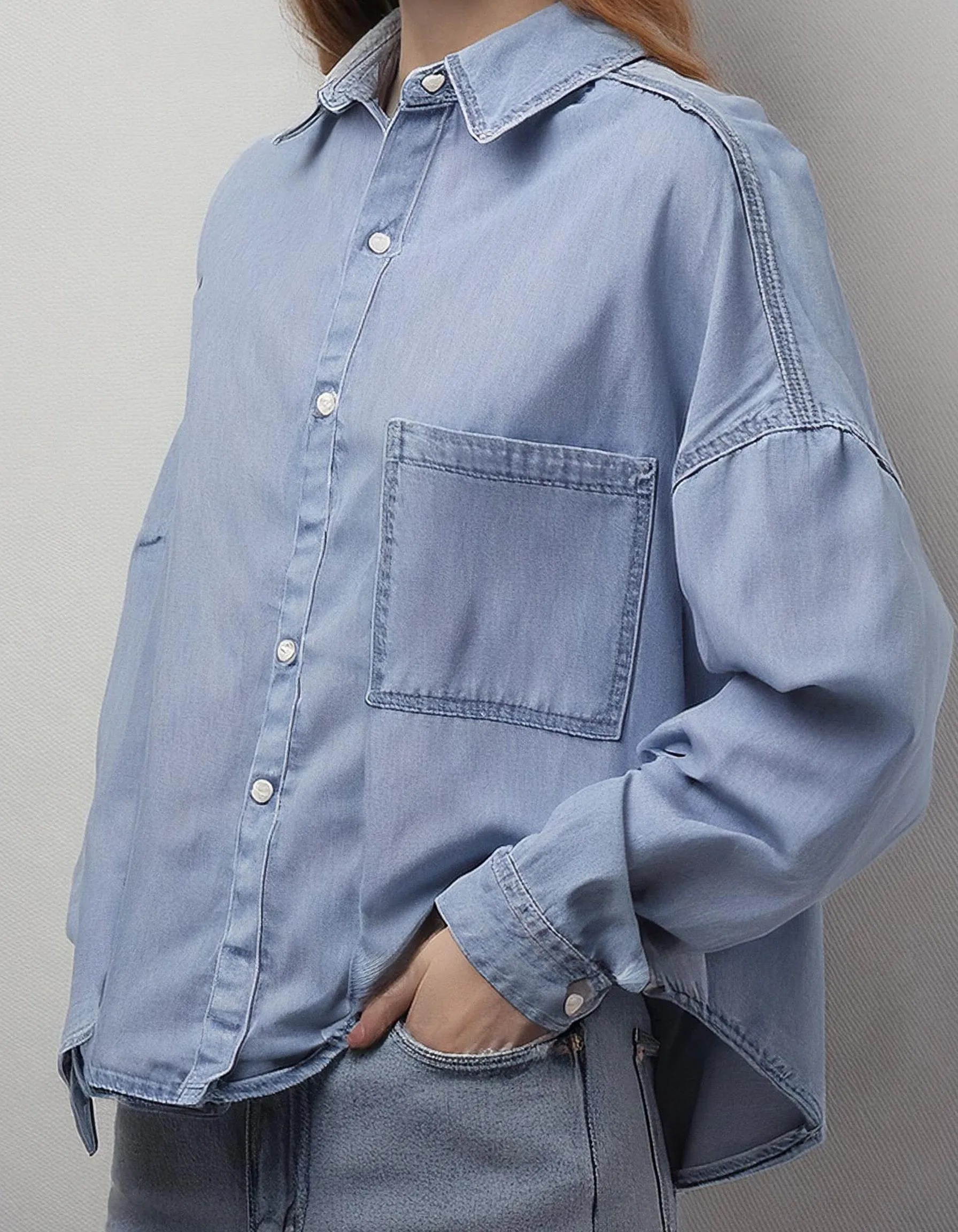 Light Blue Chambray Lightweight Denim Shirt