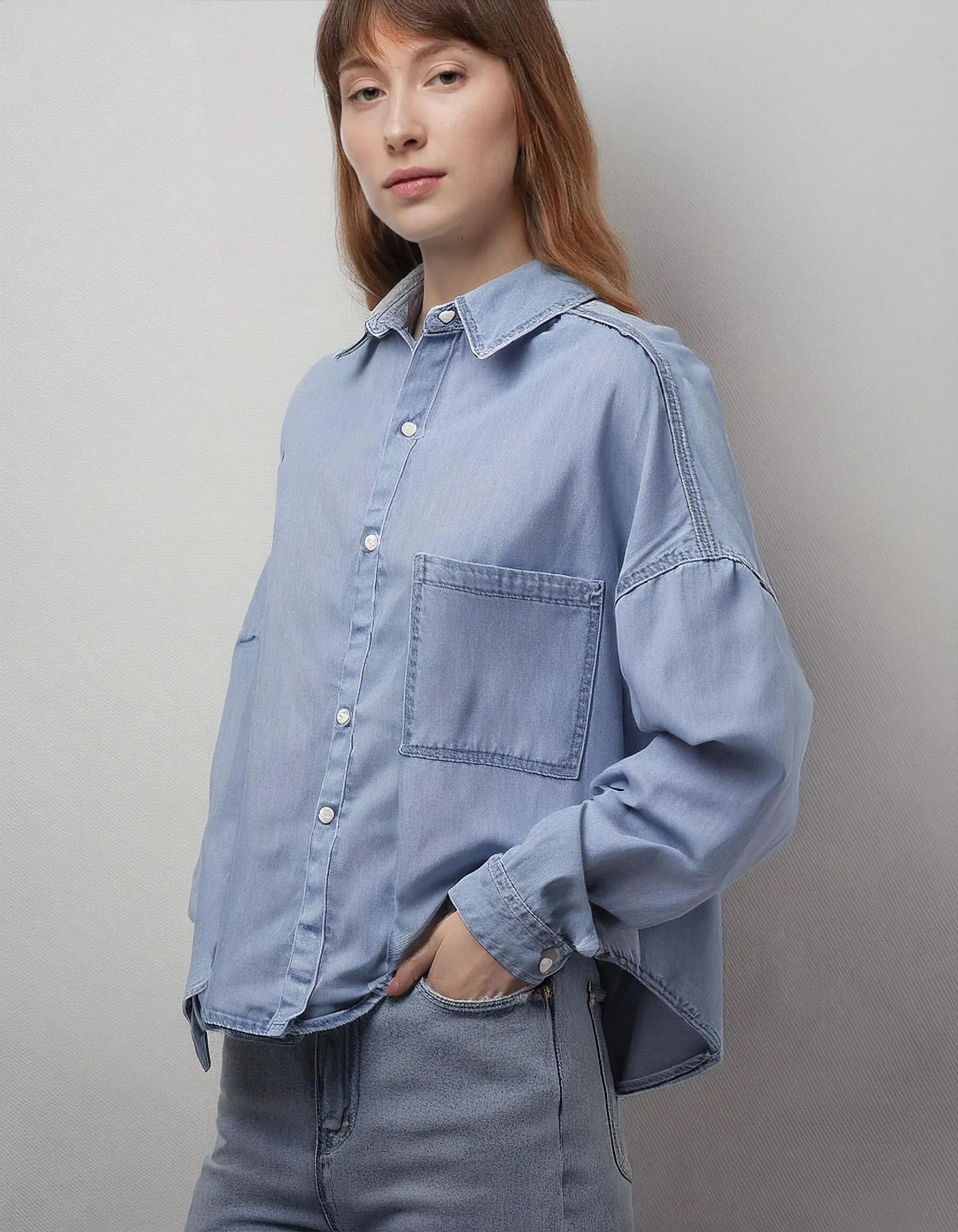 Light Blue Chambray Lightweight Denim Shirt