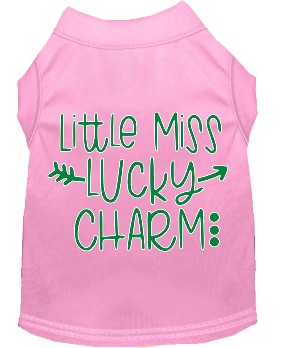 Little Miss Lucky Charm Screen Print Dog Shirt Light Pink Sm (10)