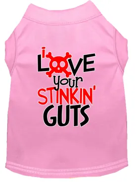 Love Your Stinkin Guts Screen Print Dog Shirt Light Pink Med