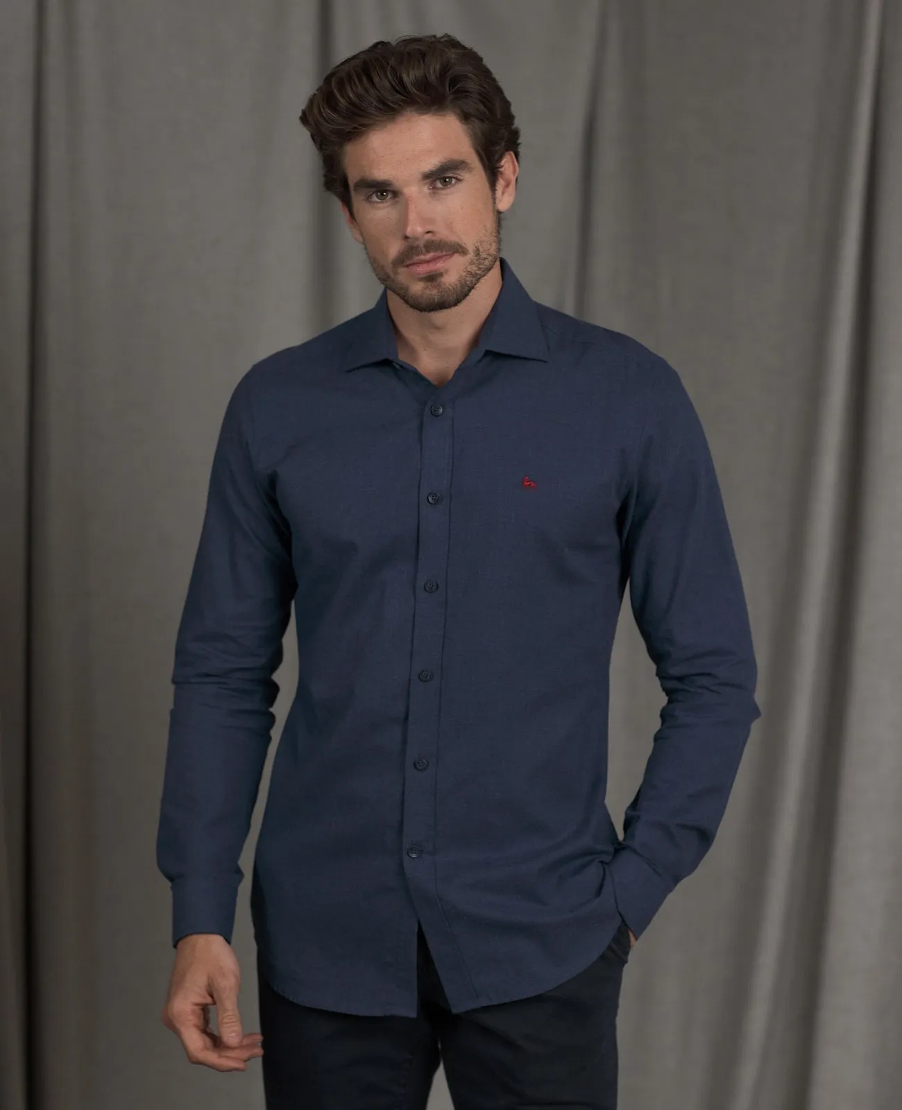 Magee - Tullagh Classic Button Down Shirt, Dark Blue