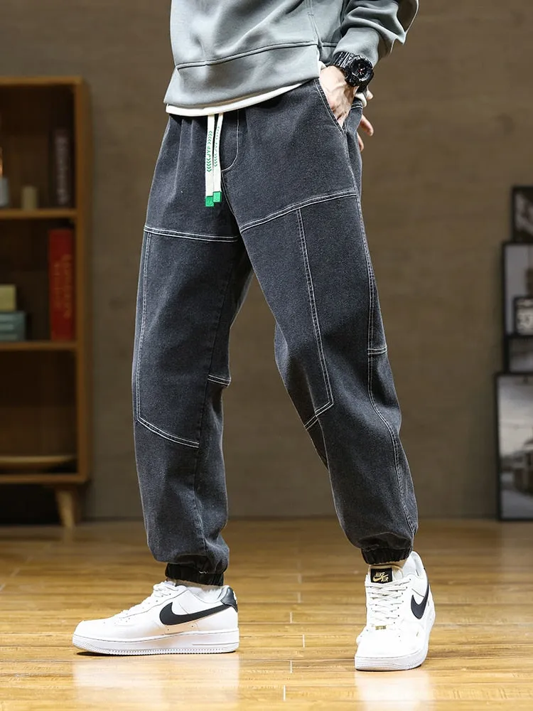 Men's Autumn  Jeans Stretched Cotton Baggy Denim Pants Men's Harem Jeans - MJN0060