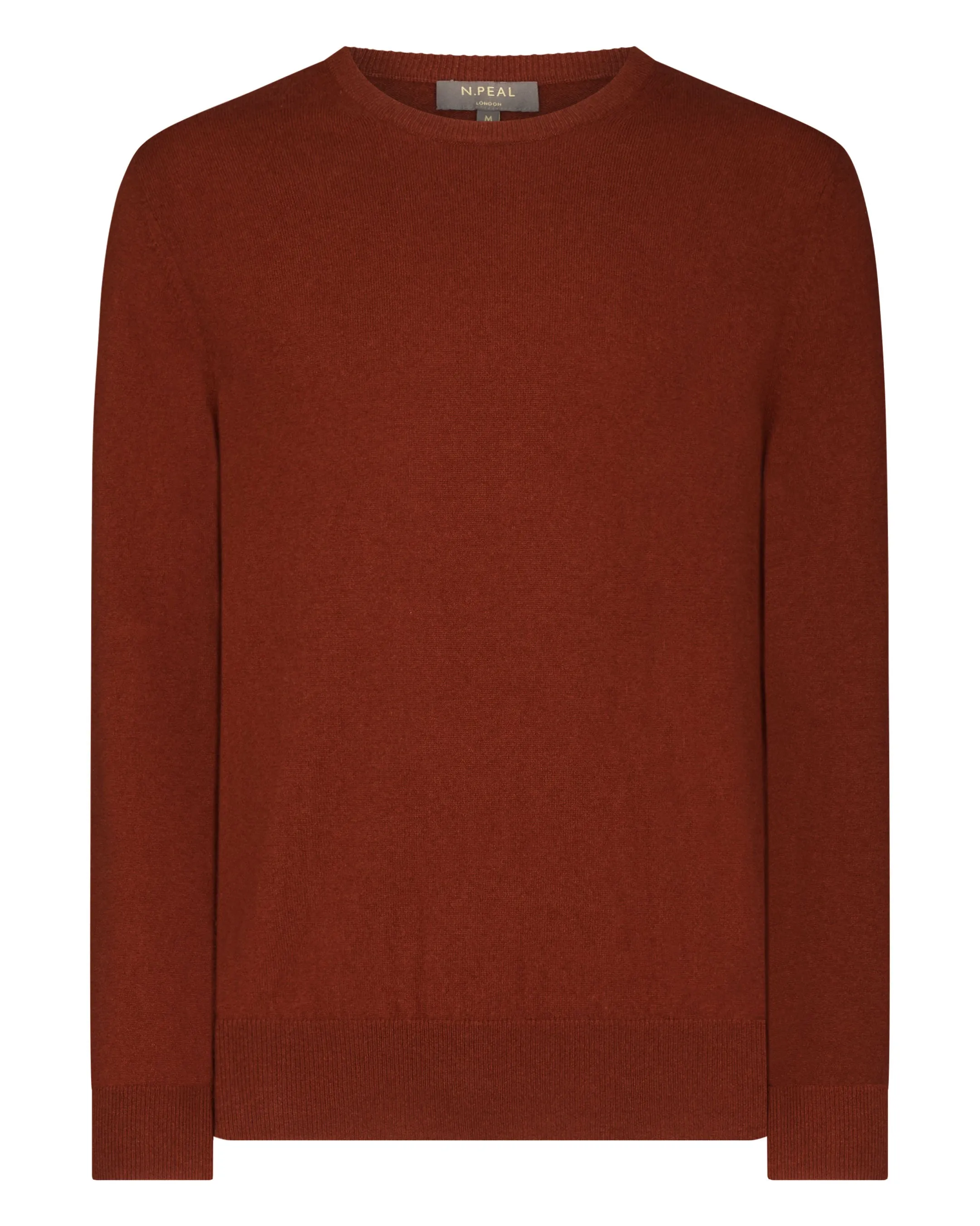 Men's Oxford Round Neck Cashmere Sweater Spice Orange