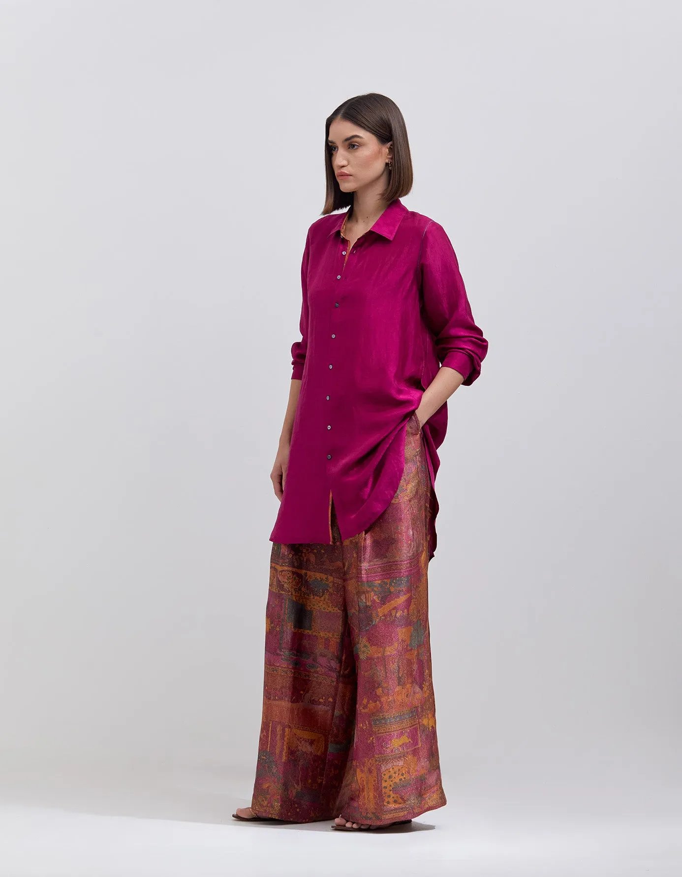 Oversized Shirt Silk Purple