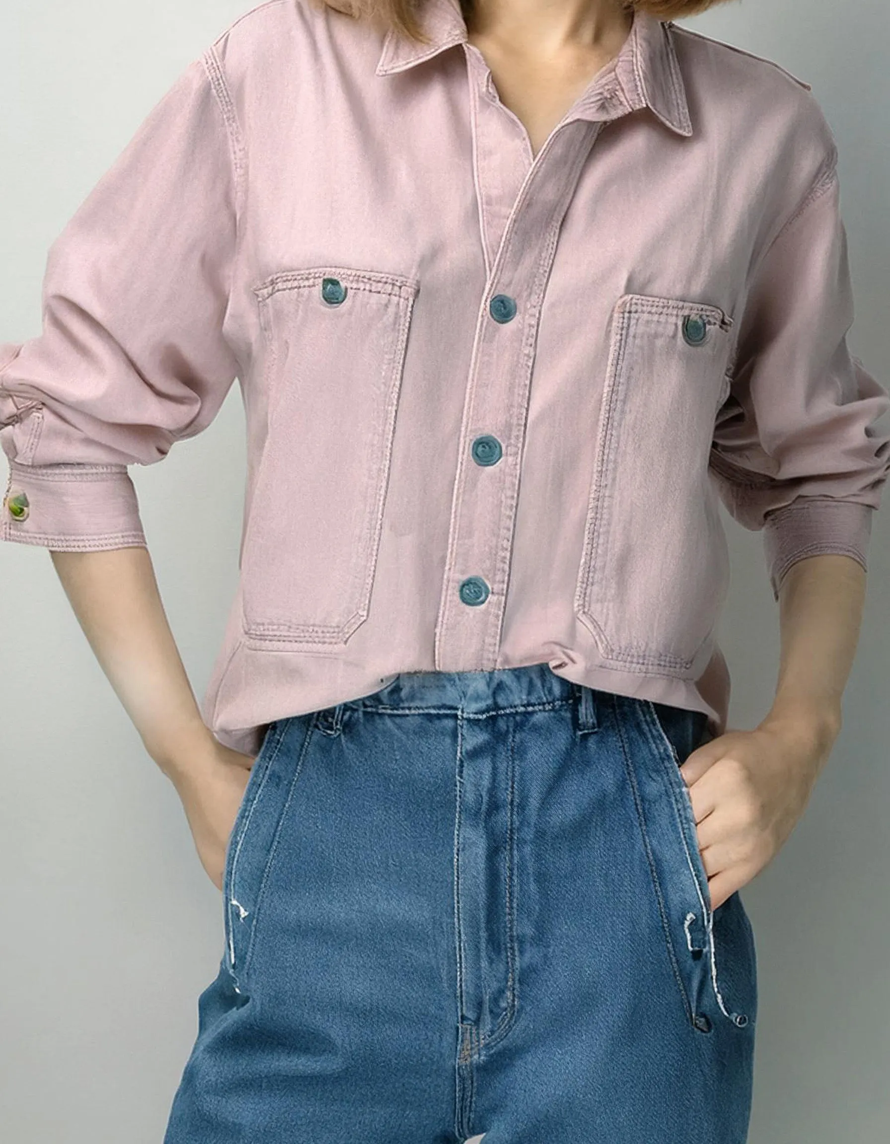 Pale Pink Denim Shirt