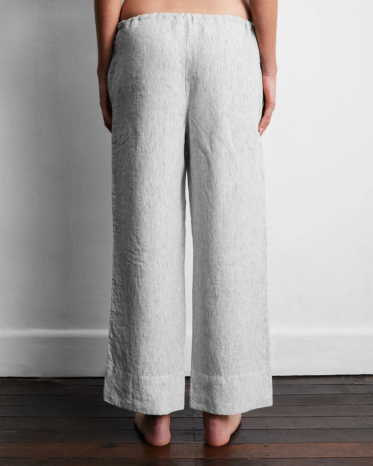 Pinstripe 100% French Flax Linen Pants