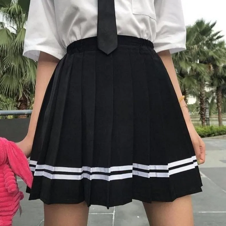 Pleated Mini Skirt With Stripes