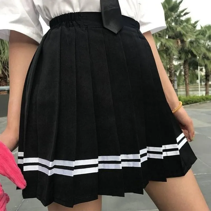 Pleated Mini Skirt With Stripes