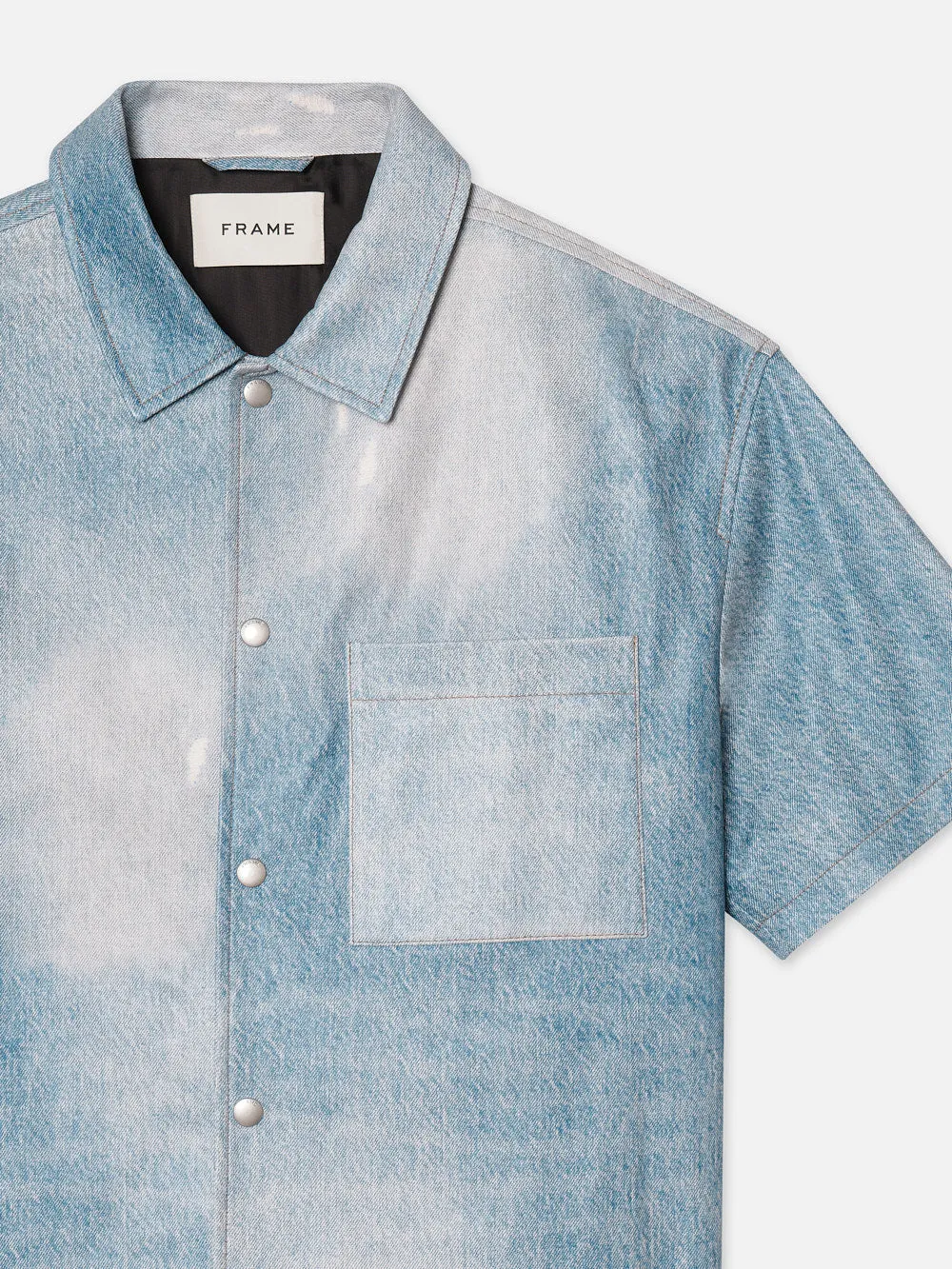 Printed Denim Leather Shirt -- Indigo