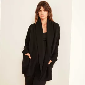 Recycled Cashmere Shawl Collar Cardigan Sweater - Black