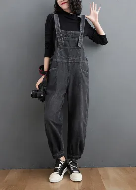 Simple Denim Black Casual Pants Unique Spring Jumpsuit Pants