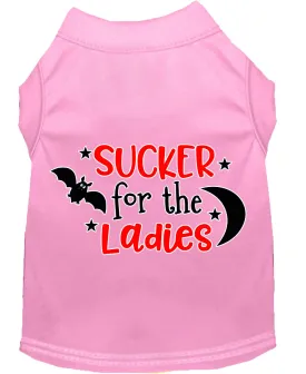 Sucker For The Ladies Screen Print Dog Shirt Light Pink Lg